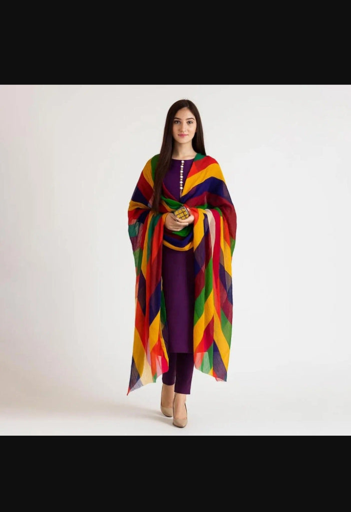 3 pcs women,s unstitched plain suit