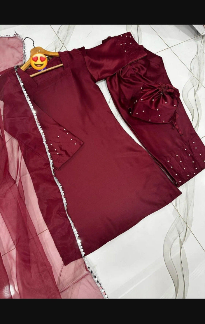 3 pcs women,s unstitched plain suit&nbsp;