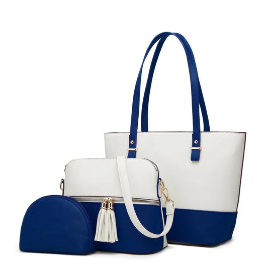women leather plain hand bag set